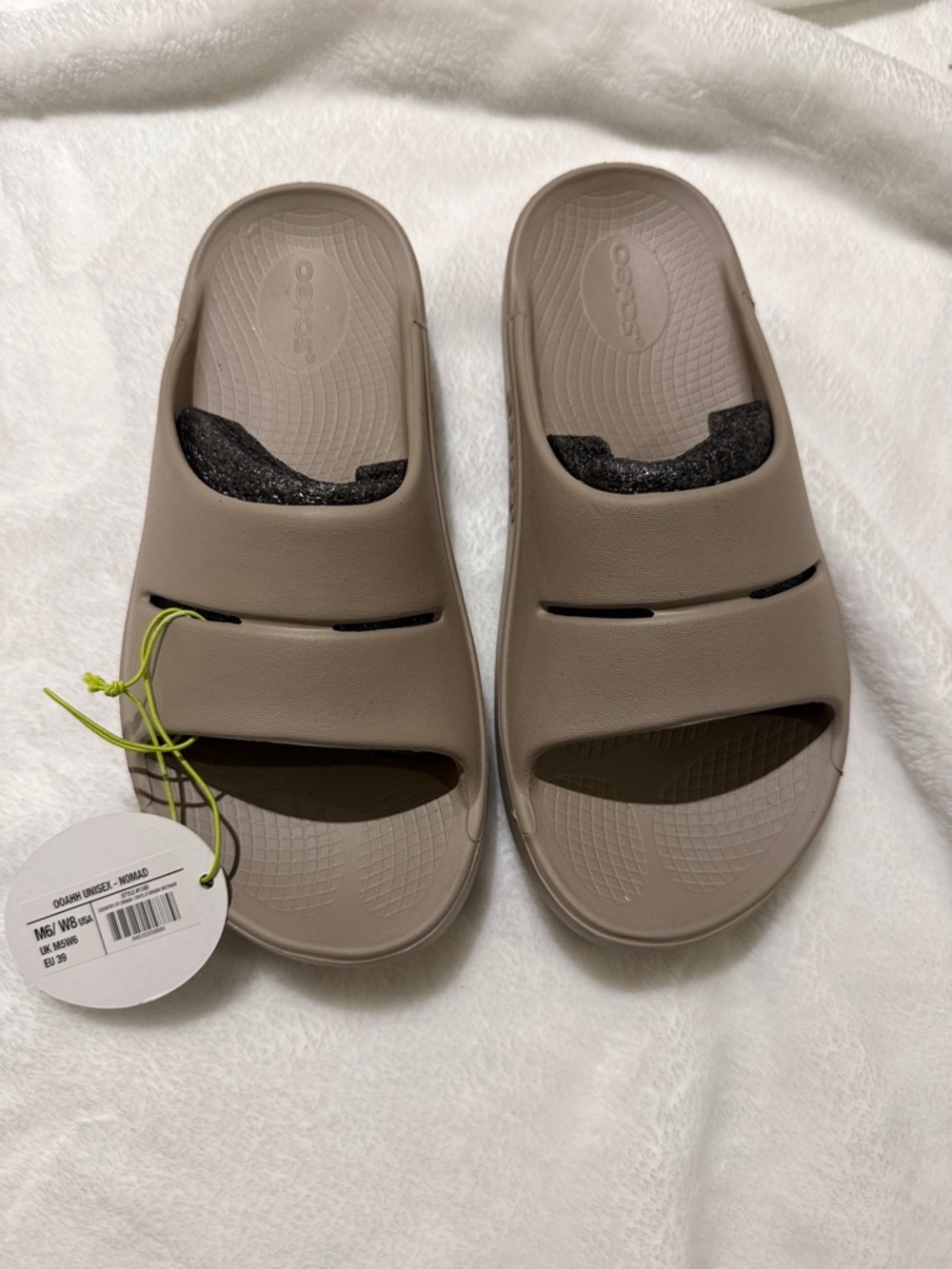 OOFOS Women's Sandals Taupe Slide Sandals